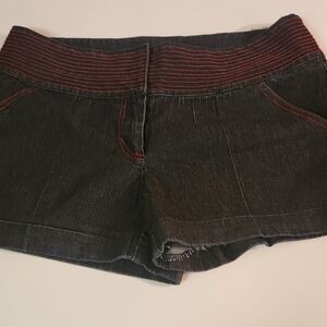 Bisou Bisou Black Jean Shorts with Red Accents